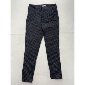 Nine West Dress Pants Womens 10 Black Check Slim Ankle Tapered Stretch Work